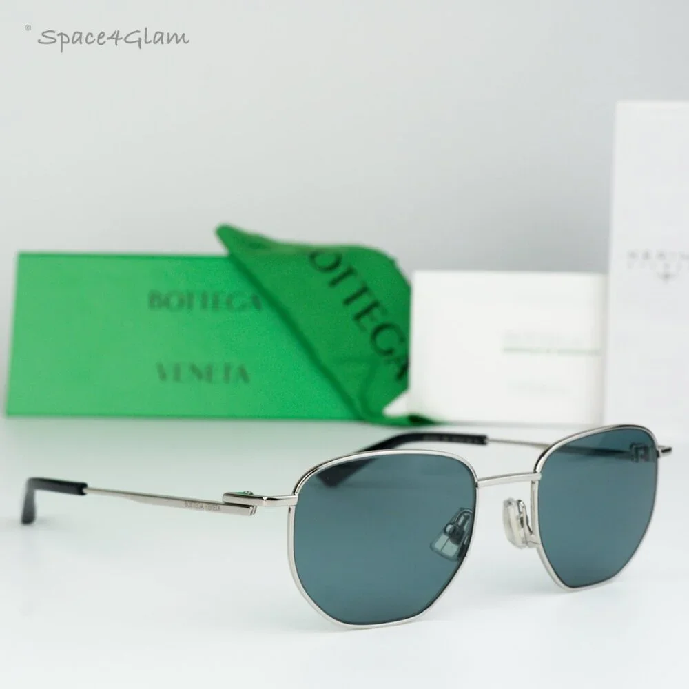 NEW Bottega Veneta BV1301S 004 Silver Green Split Panthos Unisex Sunglasses - Picture 1 of 9